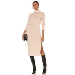 Vince Long Sleeve Mock Neck Knit Turtleneck Midi Sweater Dress Marzipan